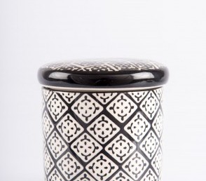 керамический стакан для ватных дисков с черным декором диспенсер для ватных дисков из керамики