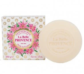 Круглое мыло с лилией в картонной коробке La belle Provence 100 гр Круглое мыло с лилией в картонной коробке La belle Provence 100 гр