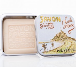 Мыло с цветком хлопка Мон-Сен-Мишель 100 гр_1. vivacite.ru Мыло с цветком хлопка в металлической коробке Мон-Сен-Мишель 100 гр_1. vivacite.ru